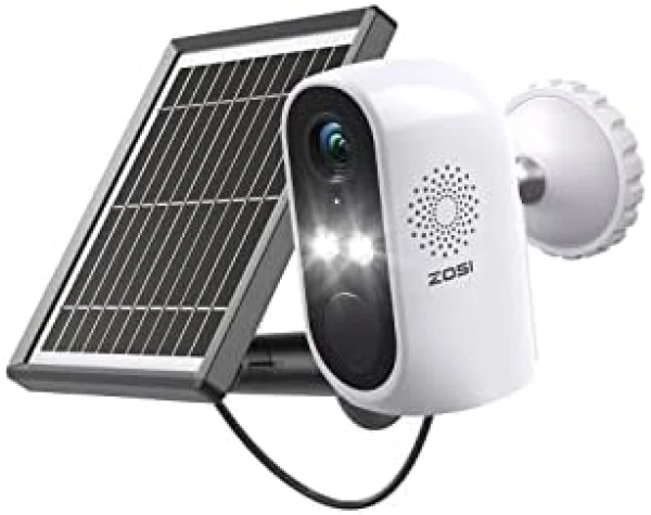 ZOSI C1 Security Camera Wireless Outdoor with Solar Panel,1080P Wire-Free Battery Powered WiFi IP Cam with Spotlight Alarm,2-Way Audio,Night Vision,Motion Detection,for Home Surveillance  Electronics