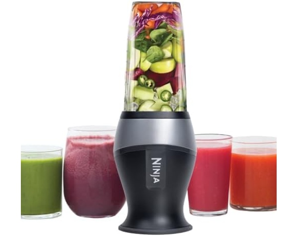 Ninja QB3001SS Ninja Fit Compact Personal Blender, for Shakes, Smoothies, Food Prep, and Frozen Blending, 700-Watt Base and (2) 16-oz. Cups & Spout Lids, Black Home & Kitchen