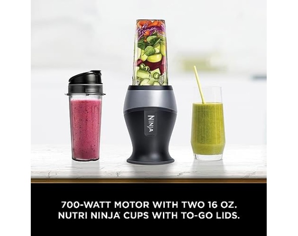 Ninja QB3001SS Ninja Fit Compact Personal Blender, for Shakes, Smoothies, Food Prep, and Frozen Blending, 700-Watt Base and (2) 16-oz. Cups & Spout Lids, Black Home & Kitchen - Image 2