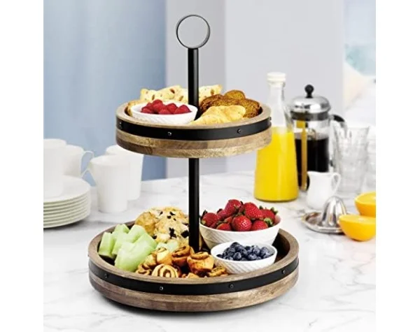 Mikasa Mango Wood Two-Tier Lazy Susan - Image 3