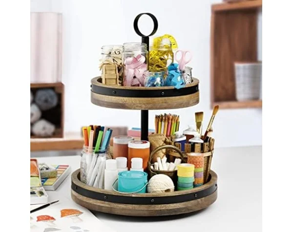 Mikasa Mango Wood Two-Tier Lazy Susan - Image 5
