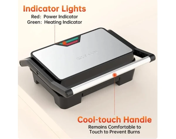 SOKANY Indoor Grill, Panini Press, Sandwich Maker with Indicator Lights, 850 Watt Electric Panini Press, Sandwich Press, Non-Stick Coated Plates, Cool Touch Handle, SK-223 Home & Kitchen - Image 20
