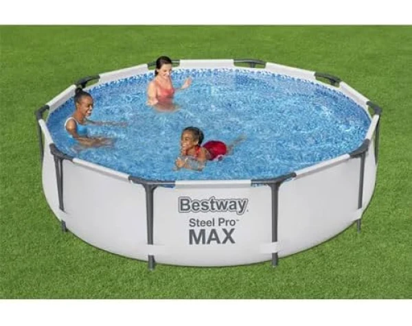 Bestway Steel Pro MAX 10 Foot x 30 Inch Round Metal Frame Above Ground Outdoor Backyard Swimming Pool Set with 330 GPH Filter Pump  Patio, Lawn & Garden - Image 3