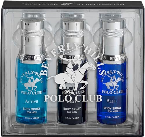 Beverly Hills Polo Club Body Spray Collection 3 Piece Set With Different Fragrances Men Perfume Blue (3fl oz), Active (3fl oz), and Sexy (3fl oz): Beauty & Personal Care 1 Beverly Hills Polo Club Body Spray Collection 3 Piece Set With Different Fragrances Men Perfume Blue (3fl oz), Active (3fl oz), and Sexy (3fl oz): Beauty & Personal Care