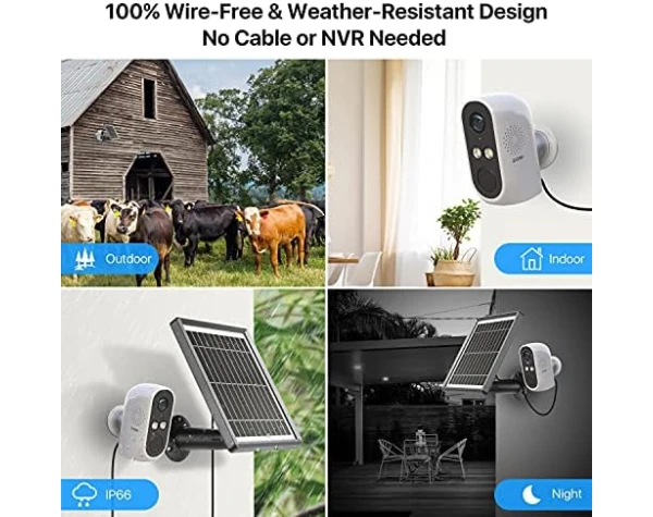 ZOSI C1 Security Camera Wireless Outdoor with Solar Panel,1080P Wire-Free Battery Powered WiFi IP Cam with Spotlight Alarm,2-Way Audio,Night Vision,Motion Detection,for Home Surveillance  Electronics - Image 5
