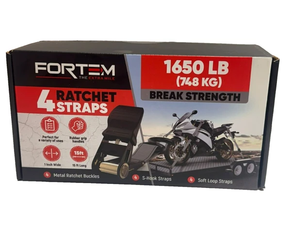 Fortem Ratchet Straps 1650lb Break Strength Complete Set Gray - Image 7