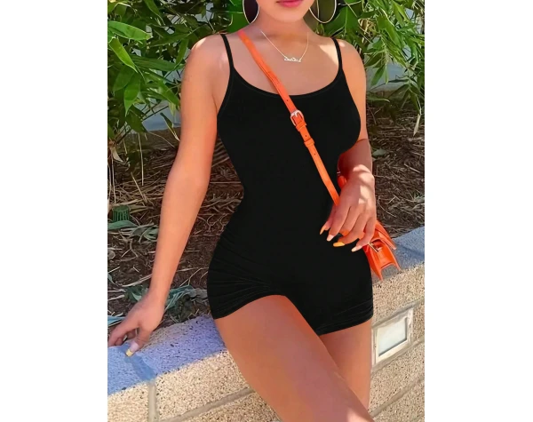 SXY Ladies' Solid Color Tight Camisole Jumpsuit Clothes