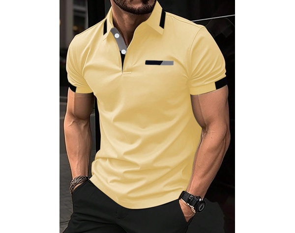 Men's Casual Oversized Polo Shirt - Short Sleeve, Solid Color, Stripe Golf Fit - Image 9