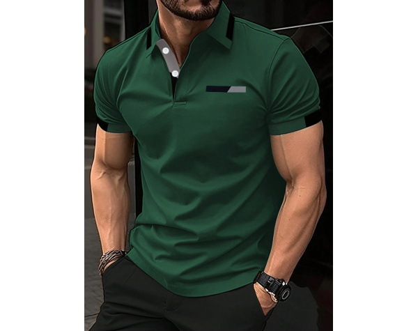 Men's Casual Oversized Polo Shirt - Short Sleeve, Solid Color, Stripe Golf Fit - Image 17