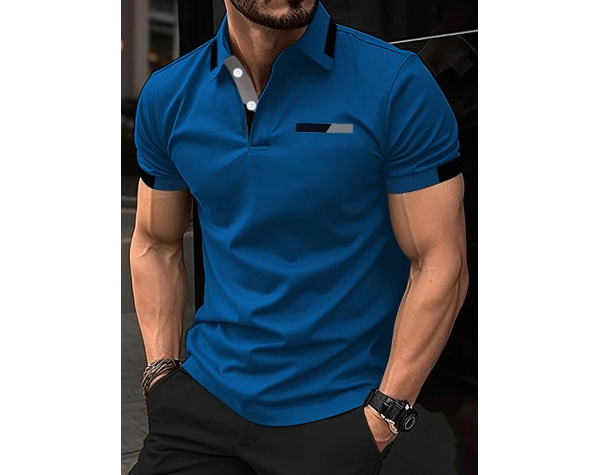 Men's Casual Oversized Polo Shirt - Short Sleeve, Solid Color, Stripe Golf Fit - Image 19