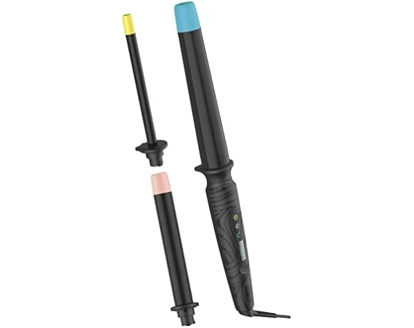 Conair The Curl Collective 3-in-1 Ceramic Curling Wand, 3 Interchangeable Barrels Designed to Create a Specific Curl Pattern - Chopstick, 1-inch, and 1 1/4-inch to 1-inch Tapered Barrel  Beauty & Personal Care