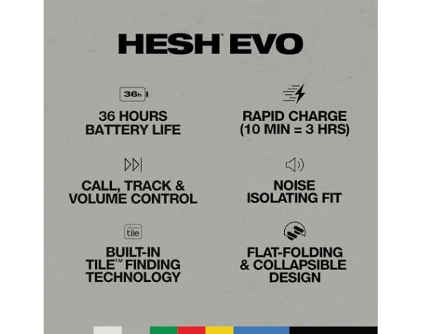 Skullcandy Hesh Evo Wireless Headphones with Charging Cable, 36 Hr Battery, Microphone, Works with iPhone Android and Bluetooth Devices - True Black  Electronics - Image 4