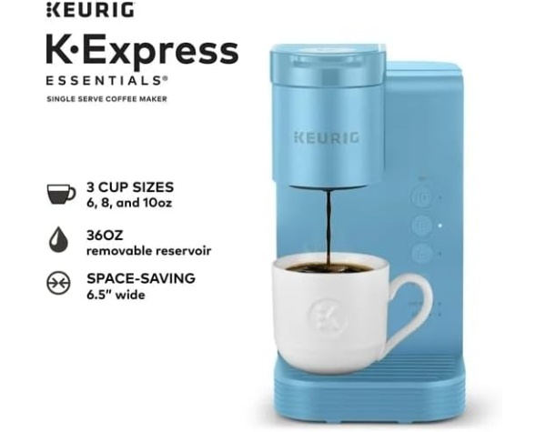 Keurig K-Express Essentials Single Serve K-Cup Pod Coffee Maker, Fast & Fresg-Brewed & Travel Mug Friendly & 36oz Removable Reservoir (Sky Blue), Compact Home & Kitchen - Image 3