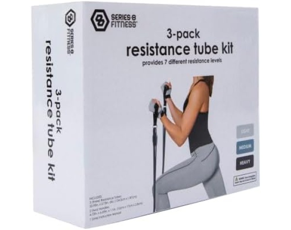 Generic Fitness™ Workout Resistance Tube Kit 3-Count with 7 Different Resistance Levels, Black  Sports & Outdoors - Image 4