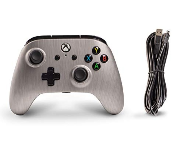 Xbox One Enhanced Wired Controller Gamepad Rumble Brushed Aluminum Powera (Xbox One) - Xbox  Video Games - Image 8