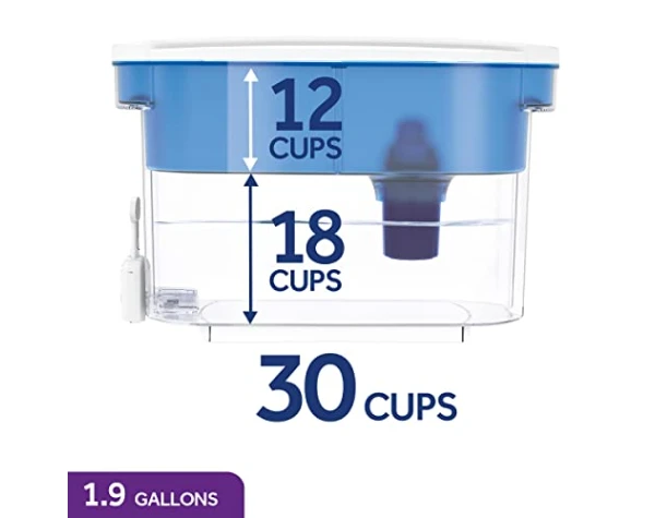 PUR 30-Cup Water Filter Dispenser with 1 Genuine PUR Filter, Large 30-Cup Capacity, 2-in-1 Powerful, Faster Filtration, Lasts 2 Months or 40 Gallons, Dishwasher Safe, White/Blue (DS1800Z) Home & Kitchen - Image 4