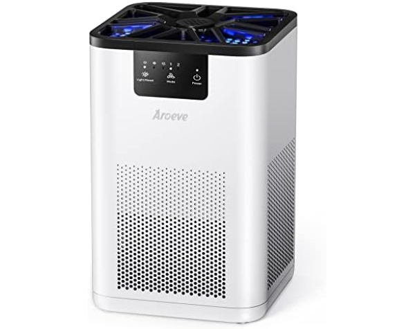 AROEVE Air Purifiers for Bedroom Air Purifier With Aromatherapy Function For Pet Smoke Pollen Dander Hair Smell 20dB Air Cleaner For Bedroom Office Living Room Kitchen, MK06- White  Home & Kitchen