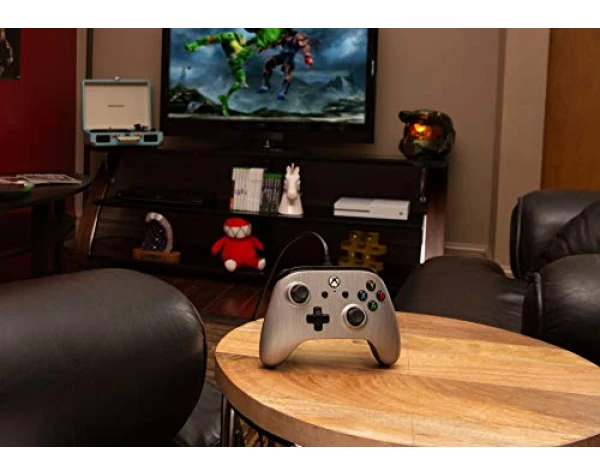 Xbox One Enhanced Wired Controller Gamepad Rumble Brushed Aluminum Powera (Xbox One) - Xbox  Video Games - Image 7
