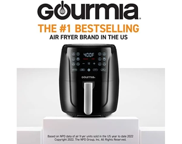 Gourmia Air Fryer Oven Digital Display 5 Quart Large AirFryer Cooker 12 1-Touch Cooking Presets, XL Air Fryer Basket 1500w Power Multifunction Black and Stainless Steel Accents FRY FORCE GAF686  Home & Kitchen - Image 2