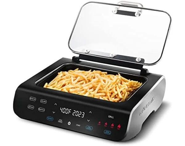 Gourmia Smokeless Indoor Grill & Air Fryer raclette grill with Smoke Extracting Technology Extra-Large Nonstick Cooking electric grill indoor Korean BBQ Style 6 Quart FoodStation™ Home & Kitchen