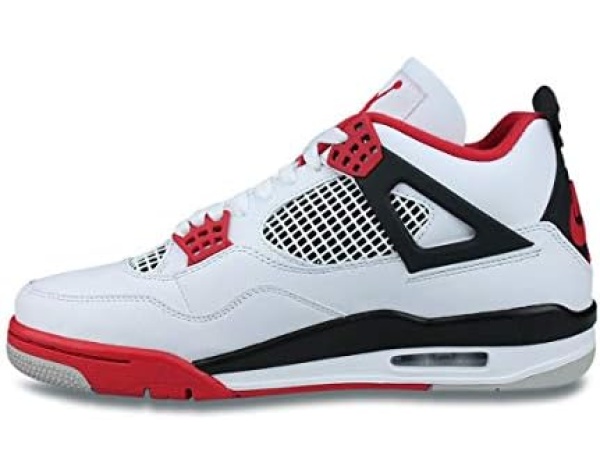 Homage Nike Men's Air Jordan 4 Retro Fire Red 2020 White Fire Red Basketball Tennis Shoe