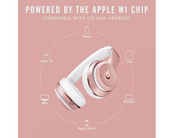 beats Solo3 Wireless On-Ear Headphones - Apple W1 Headphone Chip, Class 1 Bluetooth, 40 Hours of Listening Time, Built-in Microphone - Rose Gold  Electronics - Image 3