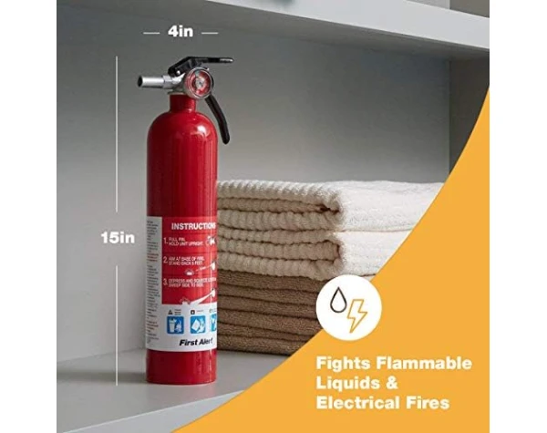 First Alert HOME1 Rechargeable Standard Home Fire Extinguisher UL Rated 1-A10-BC, Red - - Image 5
