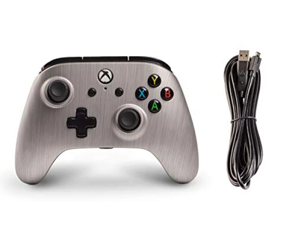 Xbox One Enhanced Wired Controller Gamepad Rumble Brushed Aluminum Powera (Xbox One) - Xbox  Video Games - Image 6