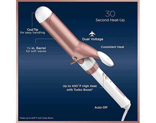 Conair Double Ceramic 1 1/2-Inch Curling Iron, 1 ½ inch barrel produces soft waves – for use on medium and long hair  Beauty & Personal Care - Image 4
