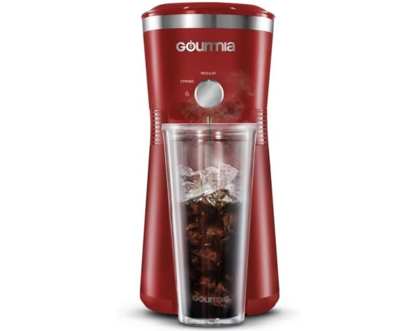 Gourmia Iced Coffee Maker with 25 fl oz. Reusable Tumbler (Red)  Home & Kitchen - Image 2