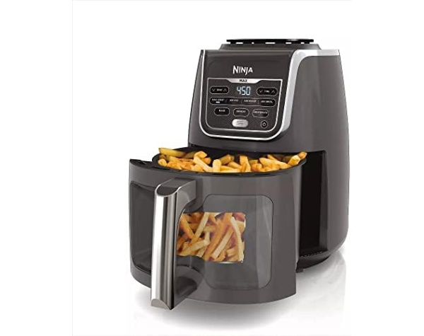 Ninja AF171 EzView Max XL Air Fryer that Cooks, Crisps, Roasts, Broils, Bakes, Reheats & Dehydrates, with 5.5 Quart Capacity, and a EzView Window, Grey (Renewed)  Home & Kitchen