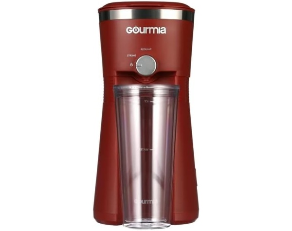 Gourmia Iced Coffee Maker with 25 fl oz. Reusable Tumbler (Red)  Home & Kitchen