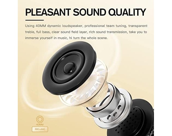 iKF K3-Wireless Bluetooth Headphones Call Noise Canceling Wired Headset Bass Stereo Sound 50 Hours Dual Device Connection for Smartphone Tablet Computer Games, Music（Vintage-White）  Electronics - Image 9