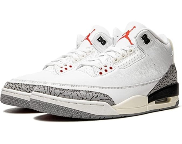 Homage Nike Air Jordan 3 Retro White Cement Reimagined 2023 Black Fire Red-white Basketball Tennis Shoe - Image 2