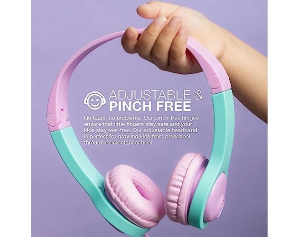 JLab JBuddies Folding Kids Wired Headphones Gen 2, Pink/Teal, Toddler Headphones, Noise Isolation, Kids Safe, Volume Limiting Headphones, Headphones for Children Ages 2+  Electronics - Image 3