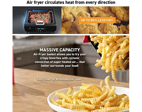 Gourmia Smokeless Indoor Grill & Air Fryer raclette grill with Smoke Extracting Technology Extra-Large Nonstick Cooking electric grill indoor Korean BBQ Style 6 Quart FoodStation™ Home & Kitchen - Image 5