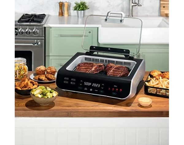 Gourmia Smokeless Indoor Grill & Air Fryer raclette grill with Smoke Extracting Technology Extra-Large Nonstick Cooking electric grill indoor Korean BBQ Style 6 Quart FoodStation™ Home & Kitchen - Image 2