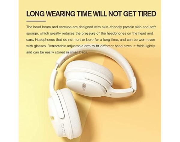 iKF K3-Wireless Bluetooth Headphones Call Noise Canceling Wired Headset Bass Stereo Sound 50 Hours Dual Device Connection for Smartphone Tablet Computer Games, Music（Vintage-White）  Electronics - Image 12