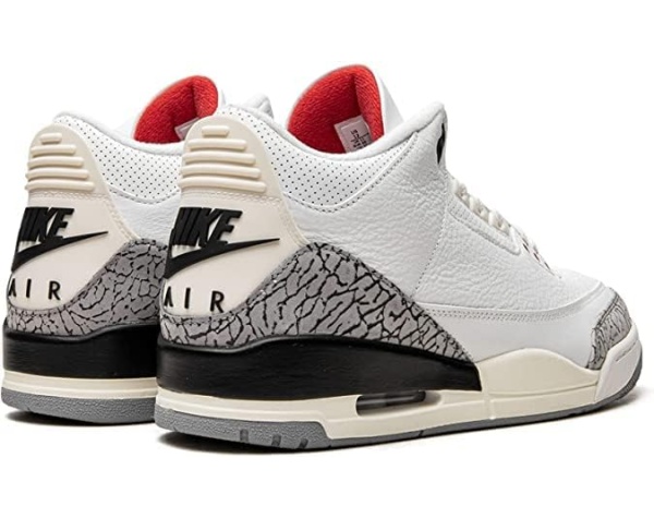 Homage Nike Air Jordan 3 Retro White Cement Reimagined 2023 Black Fire Red-white Basketball Tennis Shoe - Image 3