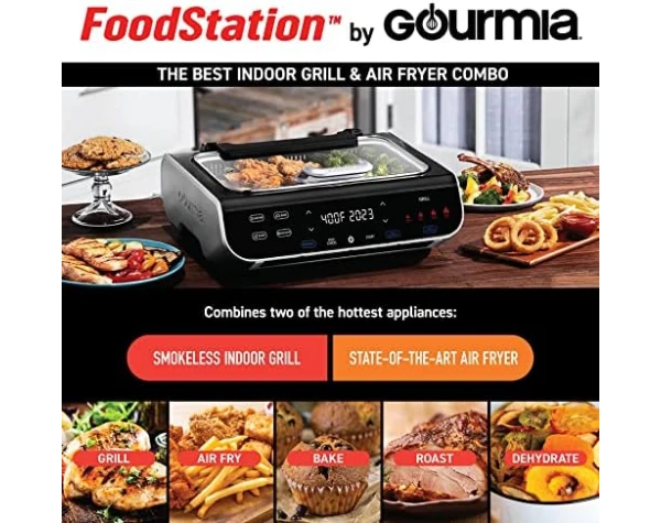 Gourmia Smokeless Indoor Grill & Air Fryer raclette grill with Smoke Extracting Technology Extra-Large Nonstick Cooking electric grill indoor Korean BBQ Style 6 Quart FoodStation™ Home & Kitchen - Image 3