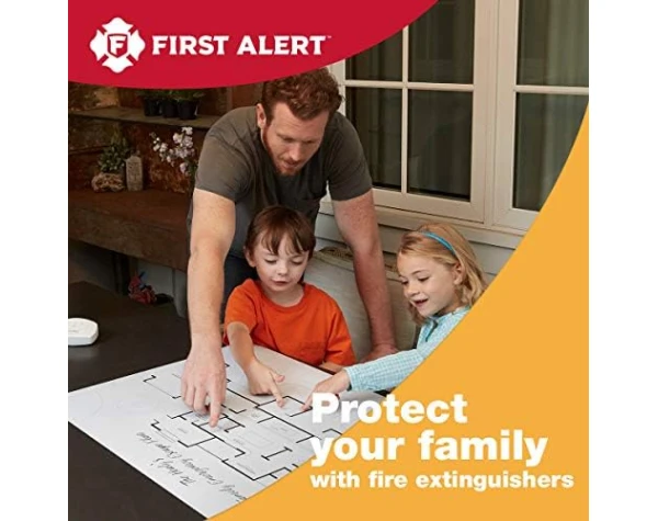 First Alert HOME1 Rechargeable Standard Home Fire Extinguisher UL Rated 1-A10-BC, Red - - Image 2