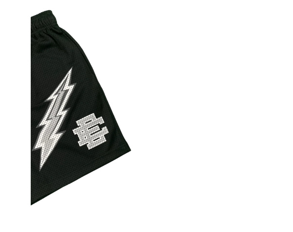 Men's Retro Graphic Athletic Shorts - Black/White Lightning Design Homage Eric Emanuel Shorts - Image 3