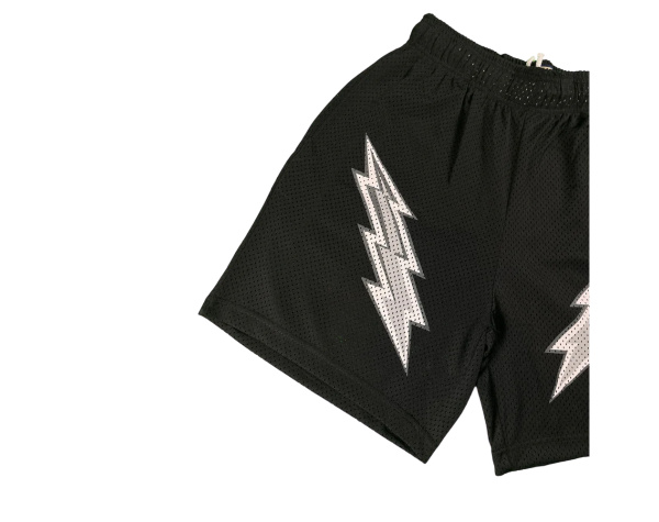 Men's Retro Graphic Athletic Shorts - Black/White Lightning Design Homage Eric Emanuel Shorts - Image 2