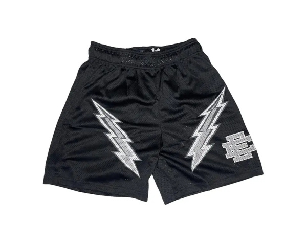 Men's Retro Graphic Athletic Shorts - Black/White Lightning Design Homage Eric Emanuel Shorts