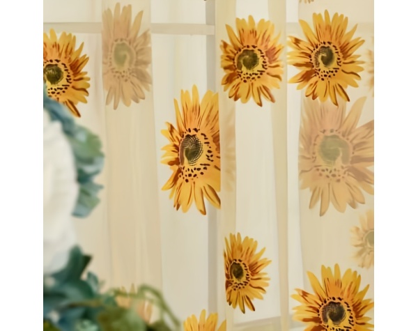 1pc Sunflowers Print Semi-sheer Curtain With Rod Pocket Top, Light Filtering Voile Drape For Living Room Bedroom Kitchen Cafe Curtains - Image 10