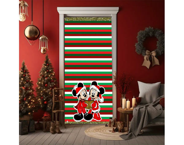 UME Festive Cartoon Christmas Curtain Size: 35.4 * 70.9 inch - Stain-Resistant, Washable Polyester with Eyelet Hanging Design for Bedroom & Holiday Decor