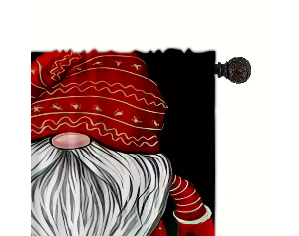 1pc Santa Clause Gnome Short Kitchen Curtains Valances Drapery Long Bearded Red Hat Gnome Christmas Curtains Size: W53 * H18in For Kitchen Living Room Bedroom Bathroom Home Decor - Image 10